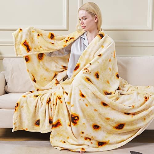 Burritos Tortilla Blanket King Size- Premium Lightweight Anti-Static Tortilla Bed Blanket Soft Couth Sofa Cozy Warm Flannel Taco Blanket Plush Gift for Daughter Mom 90" x 108"(Burritos King) by RICHAVE