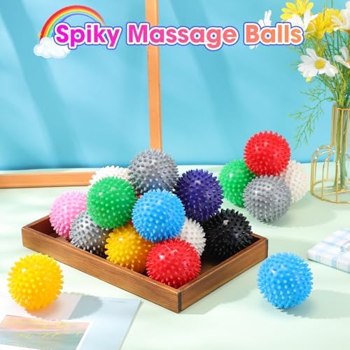 Liliful 20 Pcs Spiky Massage Balls for Feet, Back, Hand Massage Roller Squeeze Balls Plantar Fasciitis Ball Bulk for Foot Hand Therapy, 10 Colors 3 Inch Multipack - Image 2