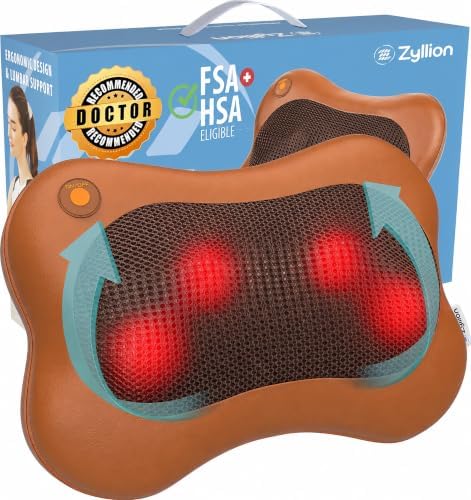 Zyllion ZMA-13 Back and Neck Massager with Heat for Pain Relief, Brown by Zyllion%2C+Inc.