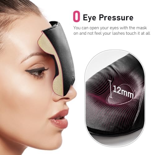LitBear 100% 22 Momme Mulberry Silk Sleep Mask - 3D Contoured, Black - Image 2