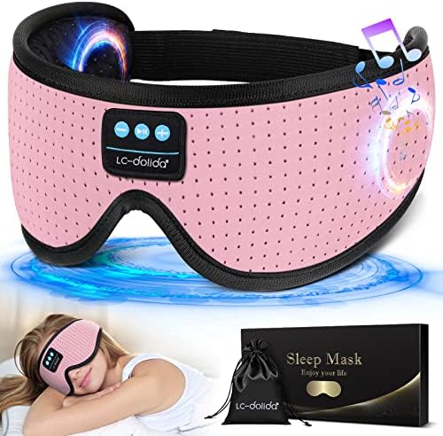 LC-dolida Sleep Headphones, White Noise Bluetooth Sleep Mask 3D Wireless Eye Mask Sleeping with Timing, Sleep Mask with Bluetooth Headphones for Side Sleepers Travel Yoga by LC-dolida
