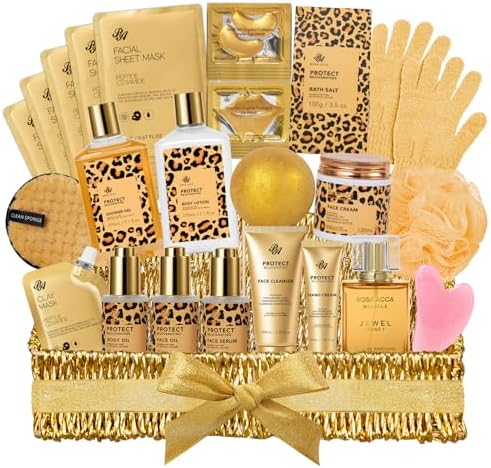 Gifts for Women, 32 Pcs Honey & Almond Bath & Body Gift Basket for Women by RAROSAACCA