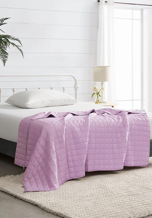 YnM Exclusive Weighted Blanket, Organic Long Stapled Cotton with Glass Beads, Bed Blanket for One Person of 190lbs, Ideal for Queen/King Bed (60x80 Inches, 20 Pounds, Lavender) - Image 2