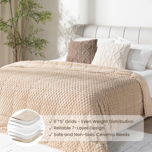 Drewin Weighted Blanket Twin Size for Adults 15lbs,Beige,48 x 72 inches - Image 4