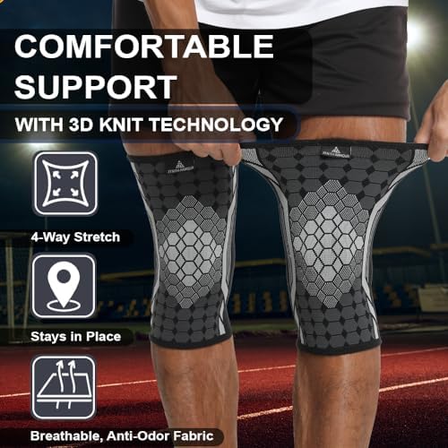 Knee Brace, Knee Compression Sleeve for Women & Men - Pain Relief, Meniscus Tear, ACL, Arthritis, Joint Pain, Recovery, Workout, Fitness, Sports - 1 Pair, Machine Washable (Small) - Image 4
