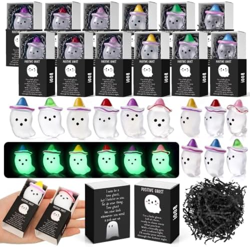 60 Sets Halloween Positive Gifts Luminous Ghost Desk Decor Trinkets, Clear by Wettarn