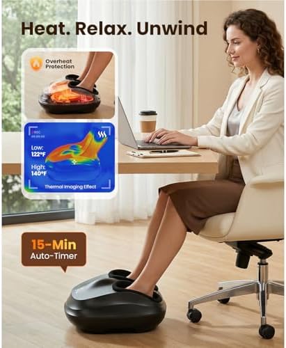 BOB AND BRAD Lite Foot Massager FSA Eligible HSA, Shiatsu Foot Massager with Heat for Neuropathy & Plantar Fasciitis Relief, Electric Deep Kneading Feet Massager Machine, Birthday Gifts for Women Men - Image 5