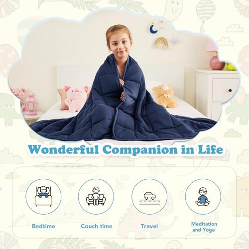 CuteKing Weighted Blanket (10lbs, 40"x60", Navy Blue) Heavy Blanket for 90-100lbs, Weighted Blanket for Cooling & Heating with Premium Glass Beads, Thick Blanket All-Season - Image 4