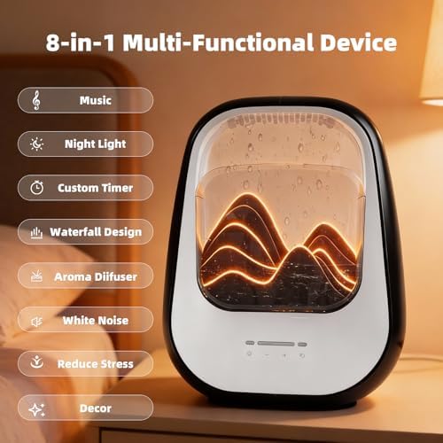 8-in-1 White Noise Sound Machine with Rain Drop Real Sound, Black - Image 2