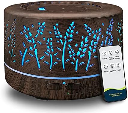 Diffusers for Essential Oils Large Room 600ml,Essential Oil Diffusers for Home with R/C,Cool Mist Humidifier,7 Colors Lights & 3 Mist Mode Waterless Auto Off for Office by Dongzhen