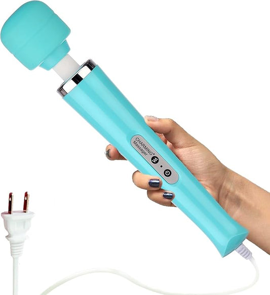 CHARMING Wired Powerful Handheld Back Massager with 10 Strong Vibrations Modes, Personal Therapy Massager for Sports Recovery, Muscle Aches, Body Pain-Light Blue by CHARMING