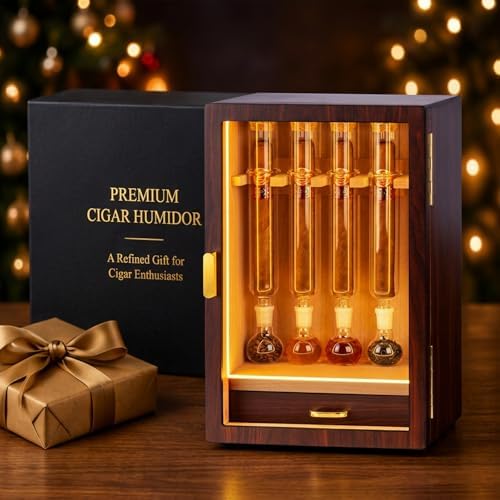 Cigar Flavoring Humidor, 4-Count, Spanish Cedar and Glass Tube Gift - Image 6