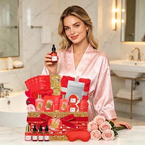 35 Pcs Birthday Gifts for Women, Rose Home Spa Gifts Basket, Self-Care Set - Image 5