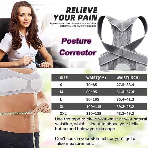 Posture Corrector for Women and Men, Adjustable Back Straightener Posture Corrector,Upper Lower Back Brace Support Belt for Men Women Body Neck Shoulder Trainer (XXXXL, Grey) - Image 3