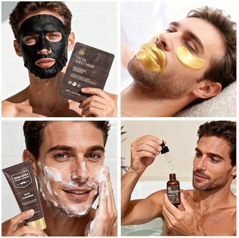 30 Pcs Men Sandalwood Facial Skin Care Set for Men, Father's Day Gifts, Beard Grooming Set, Bath & Body Gift Basket Set, Bath Bomb, Birthday, Valentines, Husband, Holiday, Christmas, Dad, Anniversary - Image 6