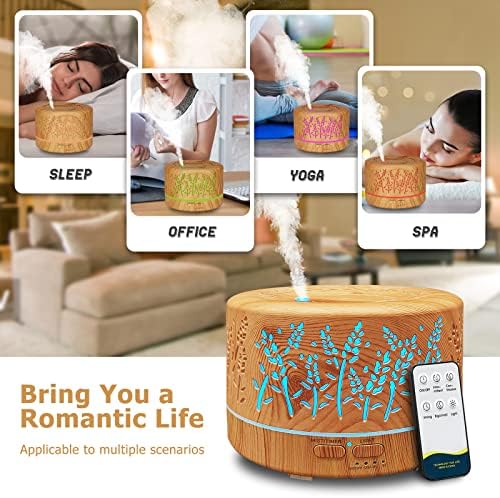 Diffusers for Essential Oils Large Room 600ml,Essential Oil Diffusers for Home with R/C,Cool Mist Humidifier,7 Colors Lights & 3 Mist Mode Waterless Auto Off for Office - Image 3
