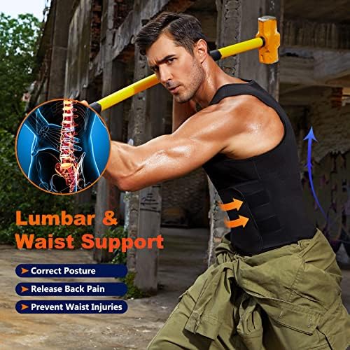 Wonderience Neoprene Sauna Suit for Men Waist Trainer Vest Zipper Body Shaper with Adjustable Tank Top - Image 3