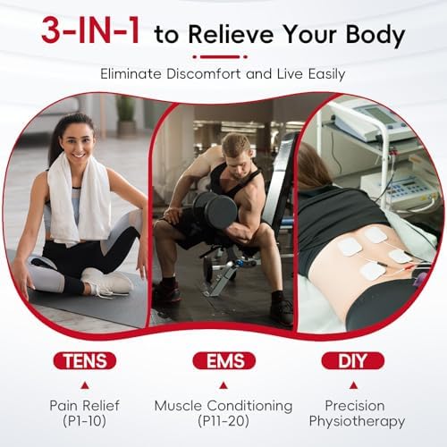 Comfytemp TENS Unit Muscle Stimulator for Pain Relief Therapy, TENS Machine with 20 Modes and DIY, Dual Channel EMS Unit, Electric Pulse Massager for Back, Shoulder, Sciatica, Knee - Image 2
