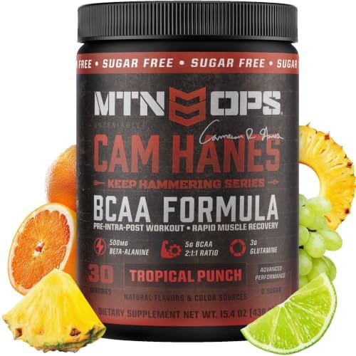 MTN OPS BCAA Powder for Muscle Recovery, Tropical Punch by MTNOPS