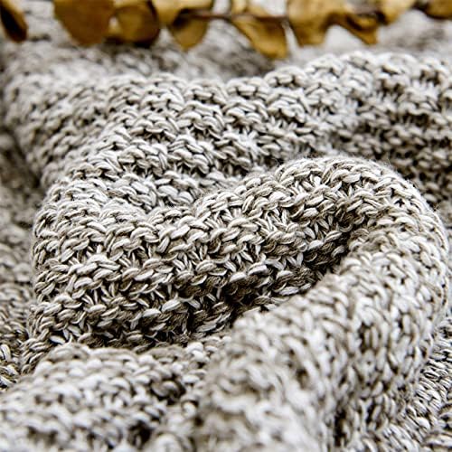 Longhui bedding 100% Cotton Knitted Throw Blanket – Light Grey, Soft & Cozy, Machine Washable, 51"x63" – Perfect for Living Room, Couch, Sofa, Bed or Travel - Image 3