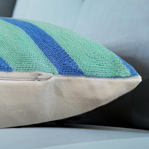 Lumbar Bed Decorative Throw Pillow Cover 12x20 Blue/Lucite Green - Image 2
