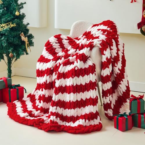 Chunky Knit Blanket Throw for Couch, 51"x63" Chunky Yarn Knitted Blankets - Image 2
