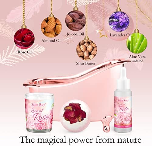 Spa Gifts for Women Rose Spa Gifts Bath and Body Gift Basket Set Care Kit - Image 6