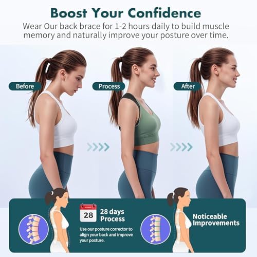 Posture Corrector for Women and Men - Back Brace for Rounded Shoulders & Upper Back Support - Breathable Shoulder Brace for Computer Work&Desk Job,Invisible Under Clothes, Large(Chest Size 33-50") - Image 5
