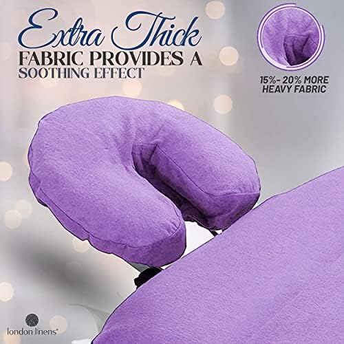 LONDON LINENS Pack of 10, Premium Extra Thick 100% Cotton Flannel Massage Tables Face Cradle Covers Cozies Fitted - Includes 10 pcs (Lilac) - Image 5
