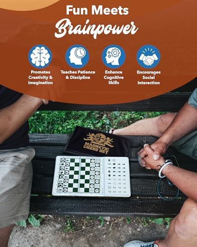 WE Games Mini Magnetic Travel Chess Set – 6-Inch Foldable Board with Durable Vinyl Pieces & Extra Queens– Indoor & Outdoor Magnetic Chess Game - Gold Logo - Image 5