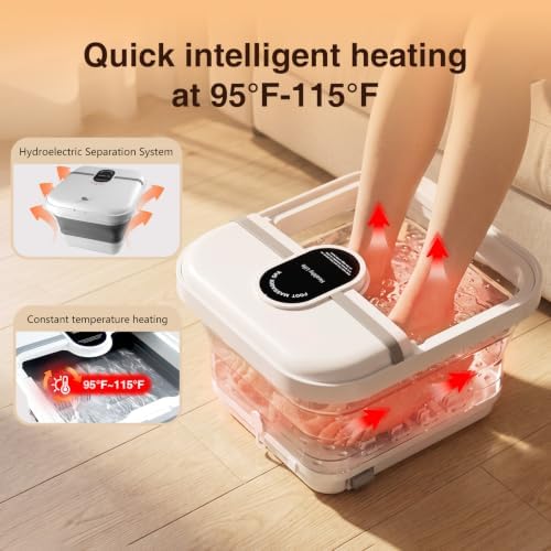 Collapsible Foot Spa Bath Massager with Heat, Foot Soaking Tub with Bubbles,Timer Temp Control,Red Light, Pedicure Foot Spa, 8 Shiatsu Rollers, Foot Bath Soak Tub, Gift for Men & Women - Image 2