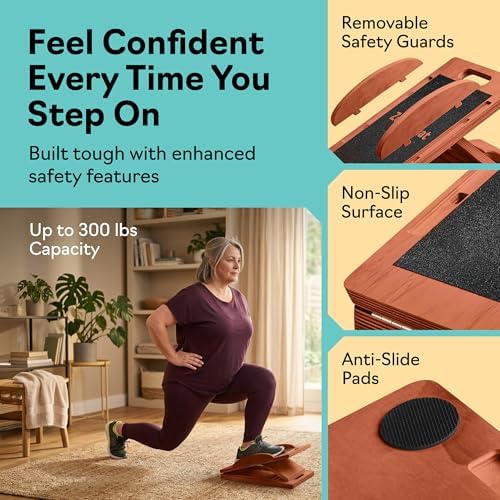 Slant Boards for Exercise, Wooden Slant Board, Calf Stretch Board with 7 Incline Angles, Velour Board, Balance Board & Calf Stretcher, Portable Incline Board for Physical Therapy, Ankle Mobility, Heel & Knees - Image 3