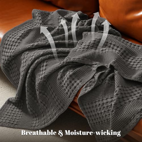 PHF Lightweight 100% Cotton Waffle Blanket for Bed, Twin XL, Charcoal Grey - Image 6