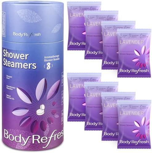 BodyRefresh Lavender Shower Steamers Aromatherapy 8 Pack - Birthday Gifts for Women Mom Wife, Shower Bombs with Essentials Oil for Home Spa Relaxation Self Care by BodyRefresh