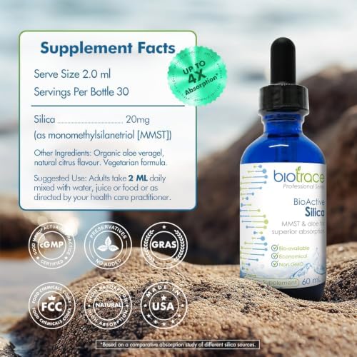 BioTrace BioActive Silica Drops | Liquid Mineral Concentrate for Healthy Hair, Skin, Nails and Collagen Production | Helps Manage Calcium, Joint and Bone Function | 2.02 Fl Oz (60mL) - Image 2