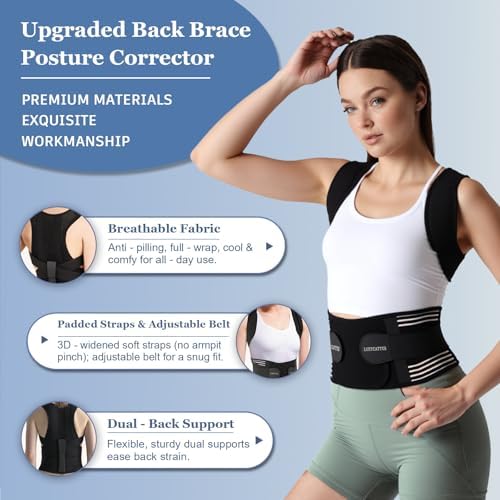 Back Brace Posture Corrector for Women and Men, Shoulder and Back Support Brace, Adjustable Back Straightener Posture Corrector for Pain Relief and Improves Posture (Large) - Image 4