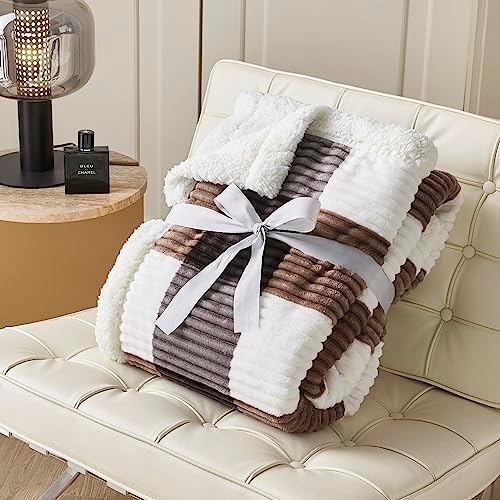 Gracelife Sherpa Fleece Throw Blanket for Couch, Fluffy Plush Warm Fuzzy Blanket for Women and Men, Cozy Thick Soft Twin Blanket for Bed, Dark Brown, 60x80 Inches - Image 6