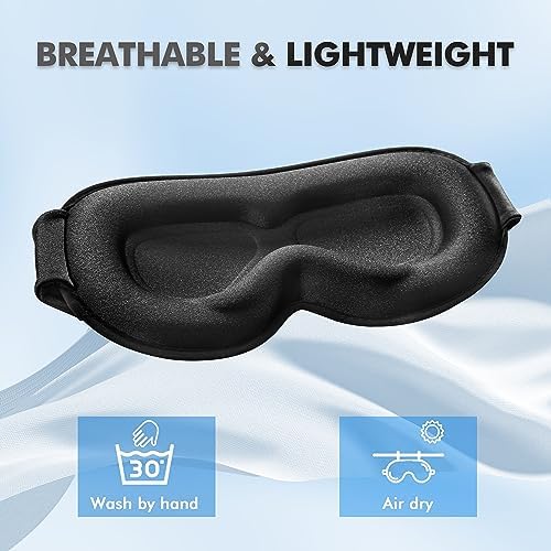 Sleep Mask for Men and Women, 3D Blackout Eye Mask for Side Sleepers, Ebony - Image 5
