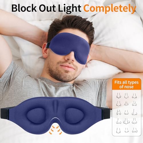 NEWVANGA Sleep Mask for Back and Side Sleeper, Travel Eye Cover, Blue - Image 3