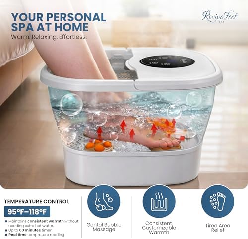 Collapsible Foot Spa Electric Rotary Massage, Heated Foot Bath with Bubbles and Temperature Control. Foot Bath Soak Tub with Remote, 16 Motorized Shiatsu Massage Balls & 16 Salt Bombs - Image 6