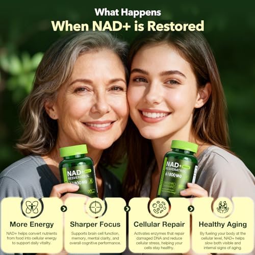 Nad Resveratrol Supplement 1200mg Per Serving – Liposomal Nad+ Resveratrol for Women & Men – High Purity 1200mg Nad+ Supplement for Energy & Healthy Aging, Resveratrol, Quercetin, 90 Counts, 2Pack - Image 6