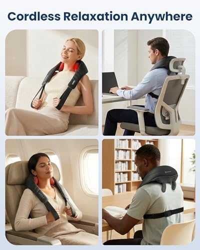 COMFIER Hands-Free Neck and Shoulder Massager with Heat, Cordless 4D Shiatsu Deep Kneading Massager, Rechargeable Upper Back & Trapezius Massage for Home, Office, Housework，Black - Image 5