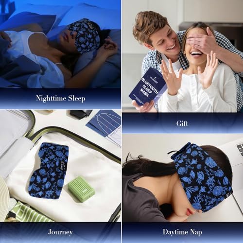 LC-dolida Sleep Mask with Bluetooth Headphones, Extra Large Silk Eye Mask for Sleeping Side Day Sleepers, Sleep Headphones Bluetooth 5.4 for Women Men with Thin Speaker, Blackout, Comfort, Microphone - Image 6