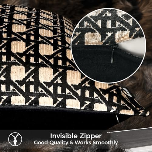 Throw Pillow Cushion Cover 18x18 inches, Gold Geometric Openwork Pattern Pillowcases, Modern Luxury Living Room Sofa Square Pillow Covers for Bed Couch Sofa Bedroom - Image 4
