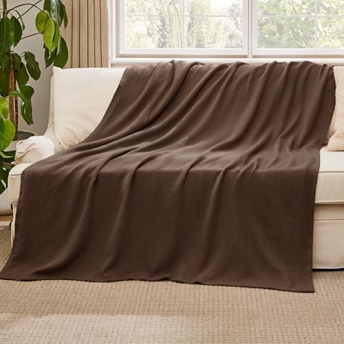 Bedsure 100% Cotton Blanket, Herringbone Weave, Twin-XL, Brown - Image 5