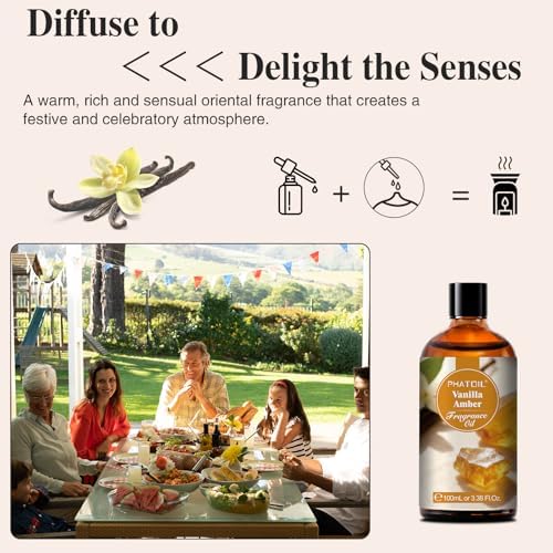 PHATOIL Vanilla Amber Fragrance Oil for Diffuser Aromatherapy 3.38FL.OZ - Image 5