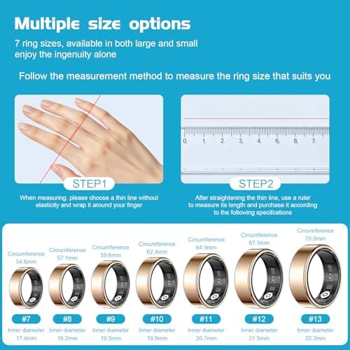 Smart Ring Health Tracker for Women & Men, Sleep & Heart Rate Monitor, IP68 Waterproof Fitness Tracker, No Subscription Fee, iOS & Android Compatible (Rose Gold, 11) - Image 2