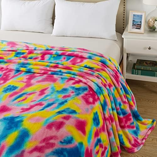 Colorful Blanket Queen Size- Premium Lightweight Anti-Static Rainbow Throw Soft Couth Sofa Cozy Warm Flannel Blankets Plush Gift for Daughter Mom, Bedroom Decor 90" x 90"(Rainbow Queen) - Image 3