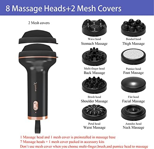 Handheld Cellulite Massager, Body Sculpting Machine, Rechargeable & Cordless, Stomach Fat Massager With 8 Massage Heads 2 Mesh Covers, Massage Abdominal Belly Thighs Butt Neck for Women Men at Home - Image 5