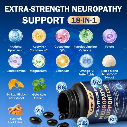 Neuropathy Support Nerve Supplement – 1000mg Advanced R-Alpha Lipoic Acid, L-Carnitine, Benfotiamine, PQQ,CoQ10,Magnesium & B-Complex for Nerve Health,Antioxidant & Cellular Energy,Vegan 240 Capsules - Image 3